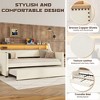 Twin Size Daybed Storage Upholstered Daybed Sleeper Bed with Trundle/2 Storage Drawers, Charging Station & LED Lights - ModernLuxe - 3 of 4