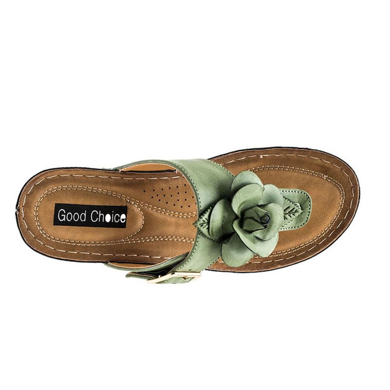 GC Shoes Flora Flower Comfort Slide Wedge Sandals, 4 of 7