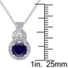 EVERLY JEWELRY | Sterling Silver 1 3/4 CT TGW Created Blue Sapphire Created White Sapphire Fashion Pendant With Chain, 18-inch - 2 of 4