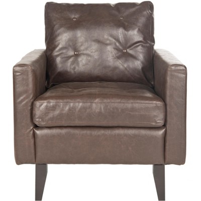 Antique Brown Faux Leather Lawson Accent Chair with Birch Wood Legs