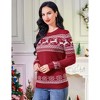 Women's Christmas Reindeer Pattern Crew Neck Sweater - Long Sleeve Festive Knit Jumper - 3 of 4