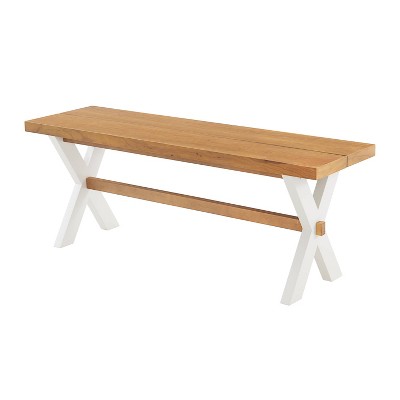 Chelsea 48" Warm Cherry and White Dining Bench with X-Leg Base