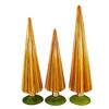 Cody Foster 14.5 Inch Grapefruit Amber Pleated Trees St/3  Decoration Gold Glitter Tree Sculptures - 3 of 3