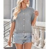 Women's Short Sleeve Cover-Up Ribbed Knit Button Front Sweater - 2 of 4