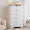 Fluted Wood Dresser 5 Drawers Dresser for Bedroom, Modern White Tall Dressers, Natural Wood Drawer Organizer for Bedroom, Living Room, Hallway - 3 of 4