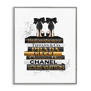 Stupell Industries Black Gold White Glam Bookstack, 24" x 30" - 1 of 4