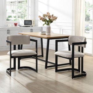Set of 2 Modern Upholstered Dining Armchairs with Metal Frame, Soft Fabric Armchairs for Dining Room or Kitchen-Panipeachy - 1 of 4