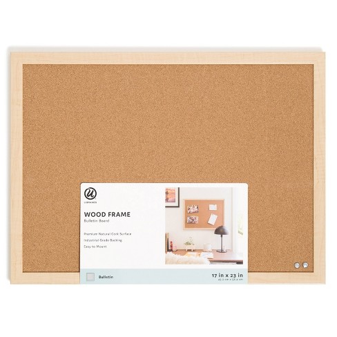 U Brands 35 Square Cork Bulletin Board Silver Aluminum Frame : Target