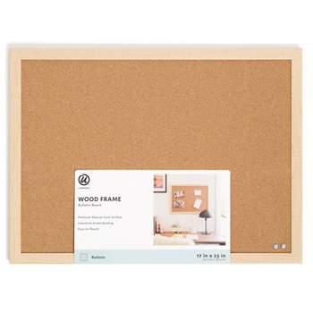 U Brands 17"x23" Birch Frame Cork Bulletin Board with Wood Frame