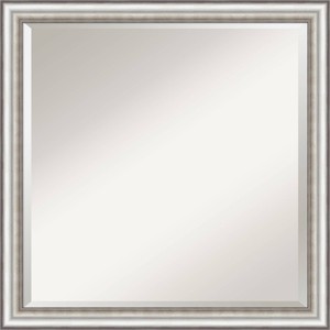 23" x 23" Beveled Salon Silver Narrow Wall Mirror - Amanti Art: Modern Square No Assembly Required - 1 of 4
