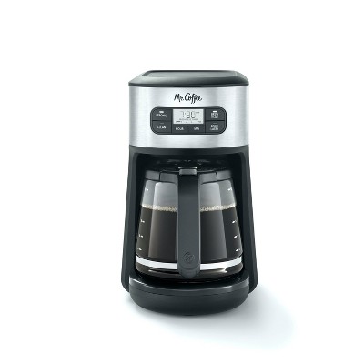 Mr. Coffee 12 Cup Programmable Coffee Maker with Rapid Brew in Silver Mr. Coffee Color: Red