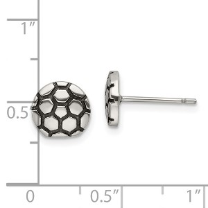 Chisel Stainless Steel Antiqued and Polished Soccer Ball Stud Earrings - 1 of 4