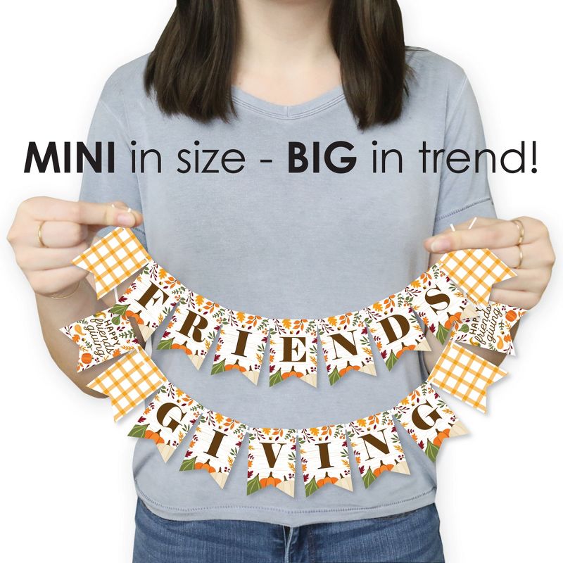 Big Dot of Happiness Fall Friends Thanksgiving - Friendsgiving Party Mini Pennant Banner, 3 of 8
