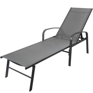 Nestfair 2pc Outdoor Adjustable Swimming Pool Lounge Set Chaise Lounge Recliner w Pillow Gray - 1 of 4