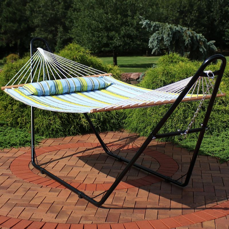 Sunnydaze Double Quilted Fabric Hammock with Universal Steel Stand - 450-Pound Capacity, 3 of 18