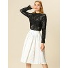 INSPIRE CHIC Women's Crochet Lace See-Through Ruffle Frill Neck Floral Elegant Blouse - 3 of 4
