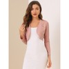 INSPIRE CHIC Women's Elegant Long Sleeve Floral Lace Panel Knit Crop Cardigan Shrug - 4 of 4