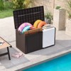 Tangkula 103 Gallon Resin Outdoor Storage Box Waterproof Deck Box w/ Lockable Lid & Wheels Brown/Black/Grey - 2 of 4