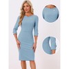 INSPIRE CHIC Women's 3/4 Sleeve Split Neck Wear to Work Business Sheath Dresses - 2 of 4