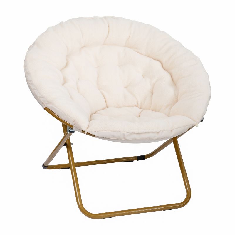 Emma and Oliver Oversize Folding Saucer Chair with Cozy Faux Fur Cushion and Metal Frame for Dorms, Bedrooms, Apartments and More, 1 of 15