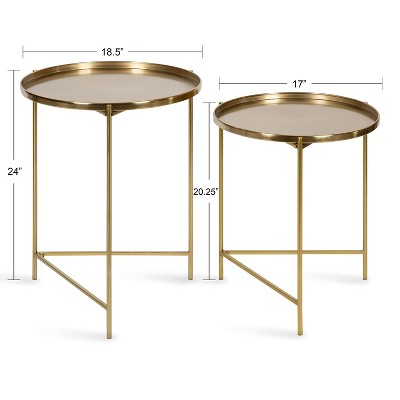 Ulani Round Gold Metal Nesting Accent Table Set