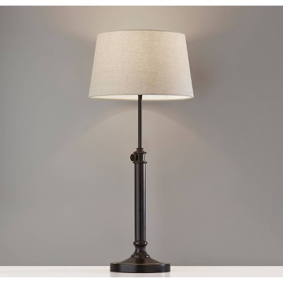 Antiqued Black Adjustable Metal Desk Lamp Set with Textured Fabric Shade