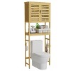 Artloge 3 Tier Bamboo Over The Toilet Storage Rack Bathroom Cabinet Shelf 69 Inch Tall Organizer Shelf with Door Space Saver - 2 of 4