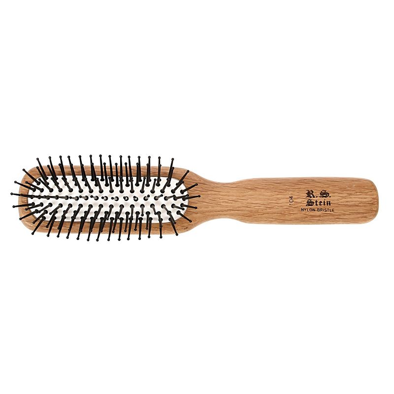 Bass Brushes - Men's Hair Brush Style & Detangle Professional Grade Nylon Pin Genuine Natural Wood Handle 6 Row Cushion Style Oak Wood, 1 of 5