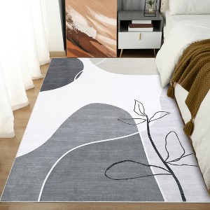 Bedroom/Nursery/Playroom/Office Rug -Abstract Modern Aesthetic Carpet, Washable Non Slip Thin Soft Stain Resistant Minimalist Floor Cover - 1 of 4