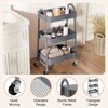 FONTOI 3 Tier Rolling Cart, Metal Utility Storage Organizer with Wheels, Kitchen Trolley, Bathroom, Office Shelves, Grey, 16.9"*12.2"*30.9" - 3 of 4
