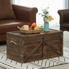 Vintiquewise Vintiquewise Brown Large Wooden Lockable Trunk Farmhouse Style Rustic Design Lined Storage Chest with Rope Handles - 2 of 4