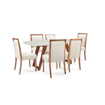7pc Dining Set with Wood Frame Dining Chairs - Herval
