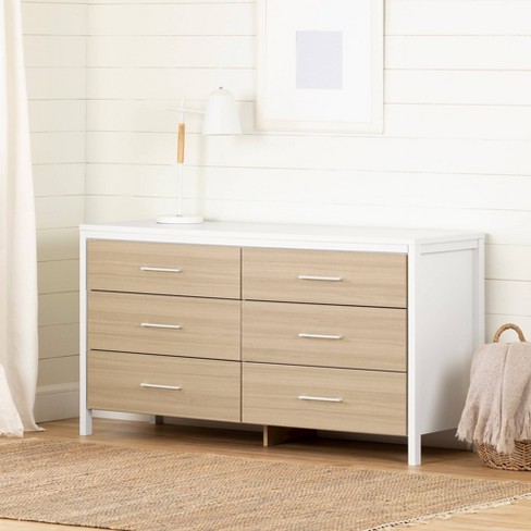 Munich 6 Drawer Double Kids' Dresser White/Soft Elm - South Shore