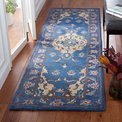 Antiquity Blue and Ivory Wool Hand-Tufted Runner Rug