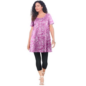 Roaman's Women's Plus Size Ultimate Scoopneck Swing Tunic - 1 of 4