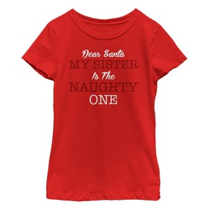 Girl's Lost Gods Christmas Sister is Naughty T-Shirt - 1 of 4