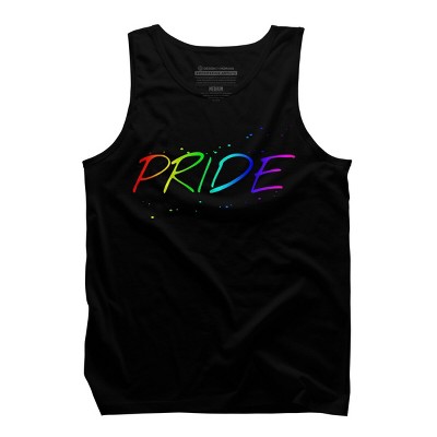Design By Humans Sleek Pride Rainbow Text By Kasparovx Tank Top - Black - Large