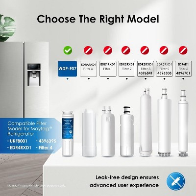 Waterdrop Plus UKF8001 NSF 401,53 Certified Refrigerator Water Filter, Reduce PFAS, Replacement for Whirlpool Everydrop Filter 4, , 6 Packs