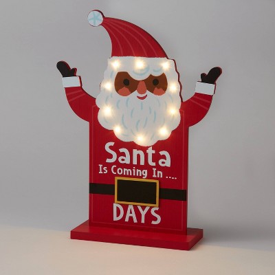 16.5" Battery Operated Lit Wood 'Santa Is Coming' Christmas Countdown Sign Red - Wondershop™
