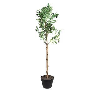 4' Artificial Olive Faux Flower Tree in Pot - Storied Home: Indoor Decorative Plant, No Assembly Required - 1 of 4