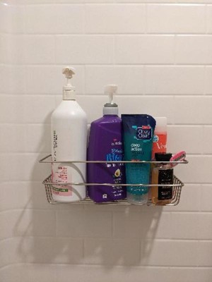 Command Bath Shower Caddy, Satin Nickel, 1 Caddy, 4 Water Resistant Strips,  Bathroom Organization 