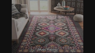 Monaco 12' Round Multicolor Synthetic Boho Area Rug