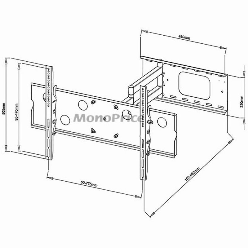 Monoprice Titan Series Full Motion Corner Friendly Wall Mount For Large 32" - 60" Inch TVs Displays, Max 125 LBS. 50x50 to 750x450, Black, 5 of 6