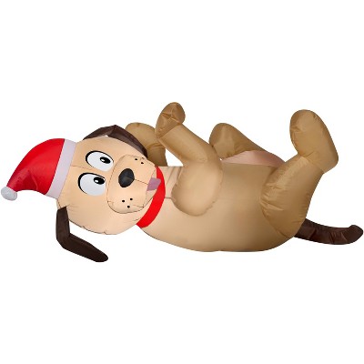 Gemmy Christmas Airblown Inflatable Playful Belly Rub Puppy,  Tall, brown