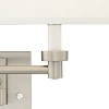 Possini Euro Design Modern Swing Arm Wall Lamps Set of 2 Brushed Nickel Plug-In Light Fixture White Drum Shade for Bedroom Bedside - 3 of 4