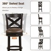 Tangkula 31" Swivel Bar Stool Set of 2 Bar Height PU Leather Seat Rubber Wood Legs - 4 of 4