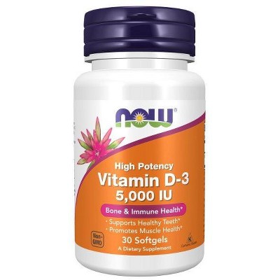 Vitamin D-3 5,000 IU by Now Foods  -  30 Softgel