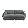 Aukfa Grey Velvet Large Sofa with Bolster Armrests, Waist & Throw Pillows – Modern Couch for Living Room, Bedroom or Office - 3 of 4