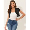 INSPIRE CHIC Women's Casual Cap Sleeve Open Front Crop Denim Shrugs - 2 of 4