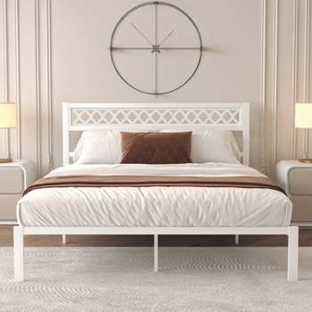 Galano Candence Rossdale Metal Frame Queen Platform Bed in Black, White